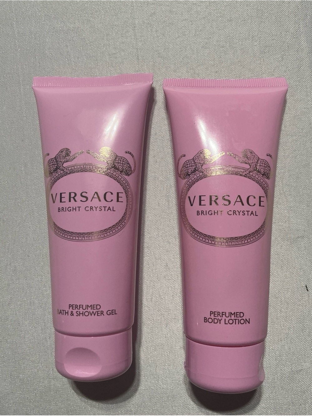 Versace Bright Crystal Pink Perfumed Bath/Shower Gel and Lotion 3.4oz Tubes NEW